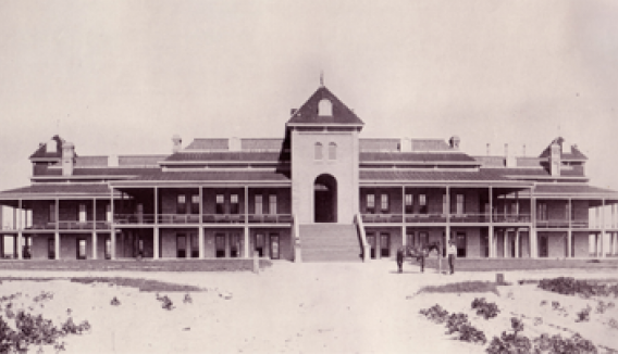 1885 front view of Old Main in Tucson, Arizona